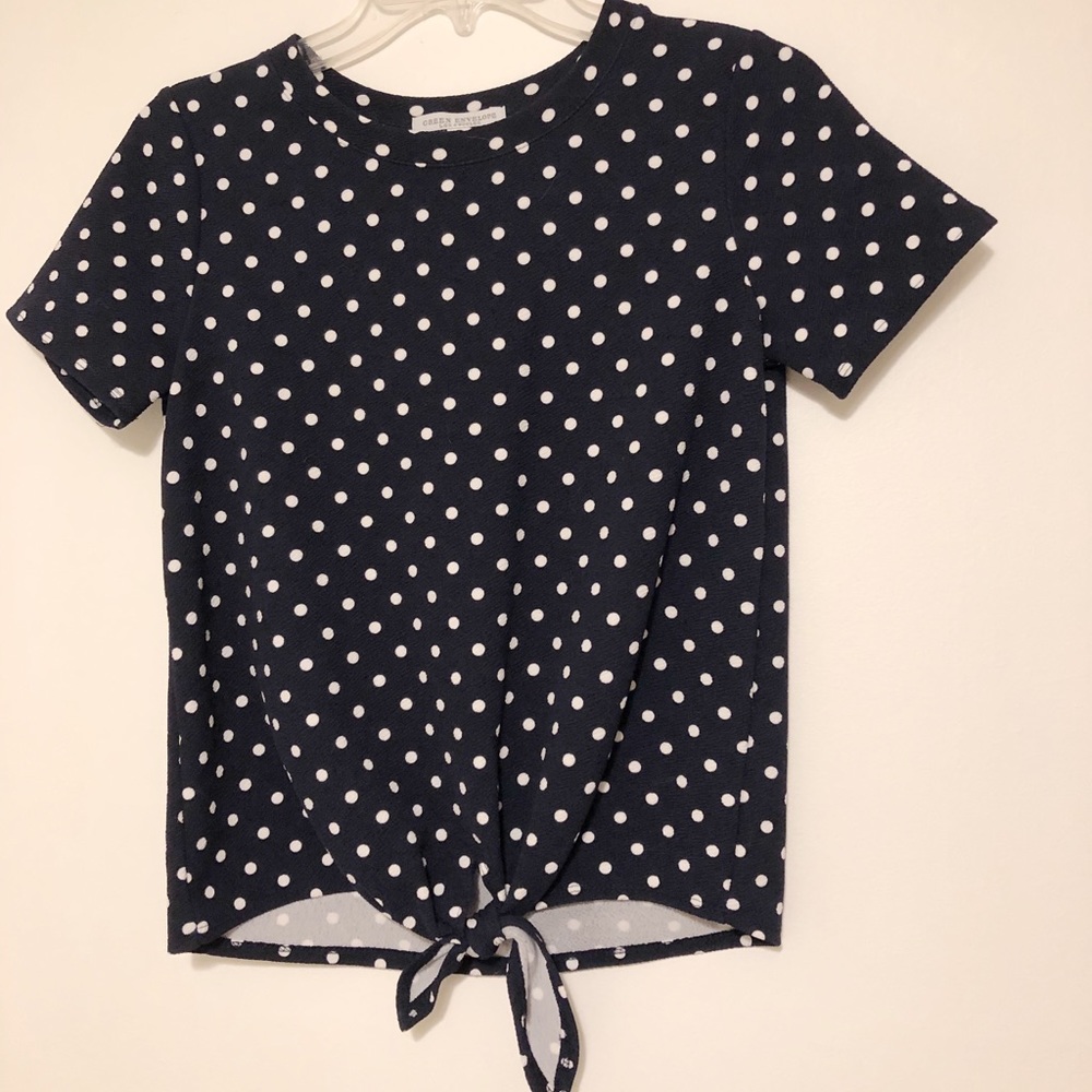 NAVY and WHITE polka dot shirt